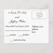 Rode Roos op Zwart Wit Strepen Bruiloft RSVP Kaart (Achterkant)