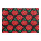 Rode roos op zwarte Kussensloop (Achterkant-Rechts)