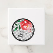 Rode Roos op Zwarte Witte Gingham Bruidsdouche Bedankjes Labels (In situ)