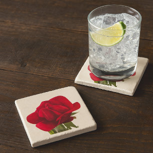 Rode roos - Red rose Stenen Onderzetter