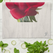 Rode roos - Red rose Theedoek (Gevouwen)