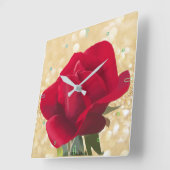 Rode roos - Red rose Vierkante Klok (Hoek)