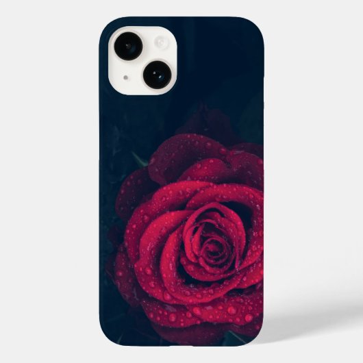 Rode roos, regendruppels Stemmingssfeer Case-Mate iPhone Case (Achterkant)