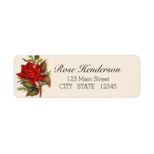 rode roos romantisch retouradres etiket