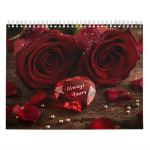 Rode Roos Romantisch Valentijnskoppel 2026 Bureaub Kalender