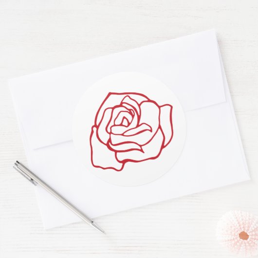 Rode Roos Romantische Stickers (Envelop)