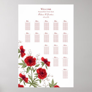 Rode Roos Romantische Trouwzaal Stoelen Chart Poster