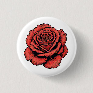 Rode Roos Ronde Button 3,2 Cm