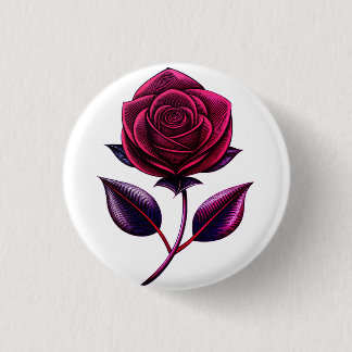 rode roos ronde button 3,2 cm