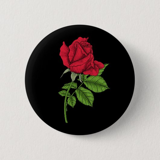 Rode roos ronde button 5,7 cm (Voorkant)