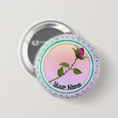 Rode Roos Ronde Button 5,7 Cm (Voorkant /achterkant)