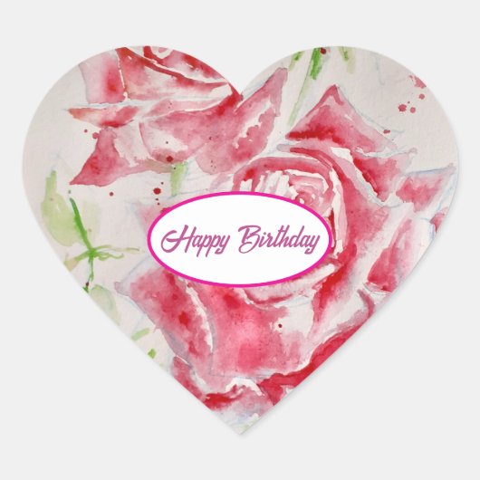 Rode Roos Rozen Bloem Patroon Papier Feestbord Hart Sticker (Voorkant)