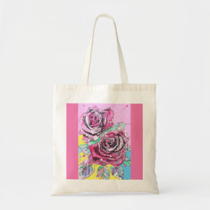 Rode Roos Rozen Roze Waterverf bloem Tote Bag