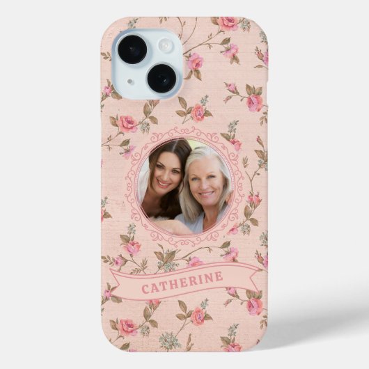 Rode Roos Rustic iPhone 15 Hoesje (Achterkant)