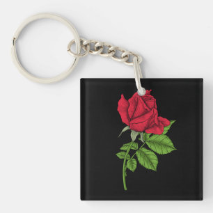 Rode roos sleutelhanger