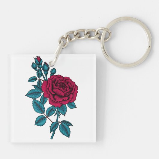 Rode roos sleutelhanger (Achterkant)