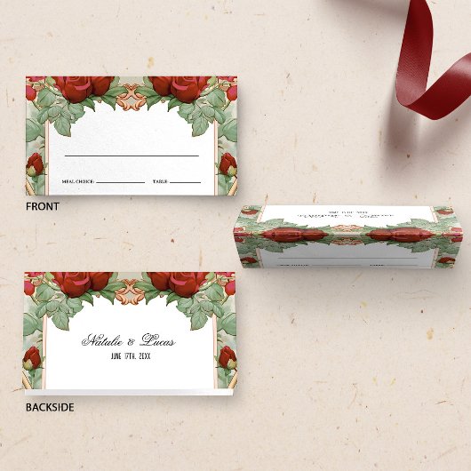 Rode Roos Trouwmaaltijd Keuze Plaats Kaart