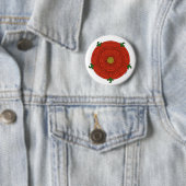Rode Roos van Lancaster Ronde Button 5,7 Cm (In situ)