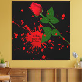 Rode roos verf spatten met citaat canvas afdruk (Insitu (Woonkamer))