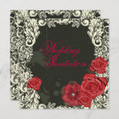  Rode Roos Victoriaans gotische bruiloft Kaart (Voorkant / Achterkant)