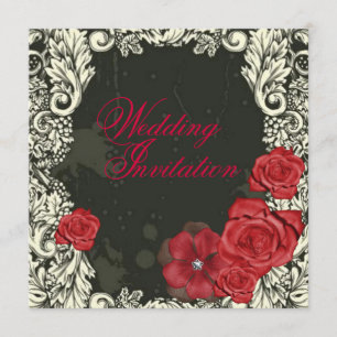  Rode Roos Victoriaans gotische bruiloft Kaart