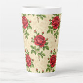 Rode roos vintage patroon latte mok (Voorkant)