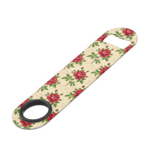 Rode roos vintage patroon speed flessenopener