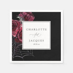 Rode Roos & Vleermuizen Halloween bruiloft - Zwart Servet