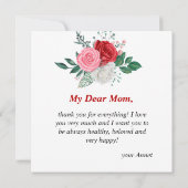 Rode Roos Waterverf Bloem Moederdag Kaart (Achterkant)
