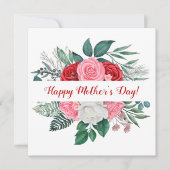 Rode Roos Waterverf Bloem Moederdag Kaart (Voorkant)