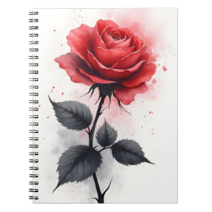 Rode Roos - Waterverf bloemen Notitieboek