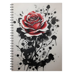 Rode Roos - Waterverf bloemen Notitieboek
