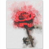Rode Roos Waterverf Kunst op Witte Achtergrond Sticker (Voorkant)