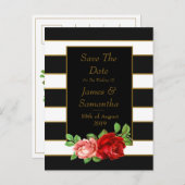 Rode Roos, Zwart, Wit & Gouden Streep - Aankondigingskaart (Voorkant / Achterkant)