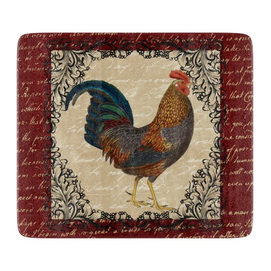 Rode Rooster  Snijplank (Voorkant)