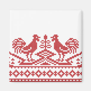 Rode Roosters kruisen het Russische Patroon Magneet