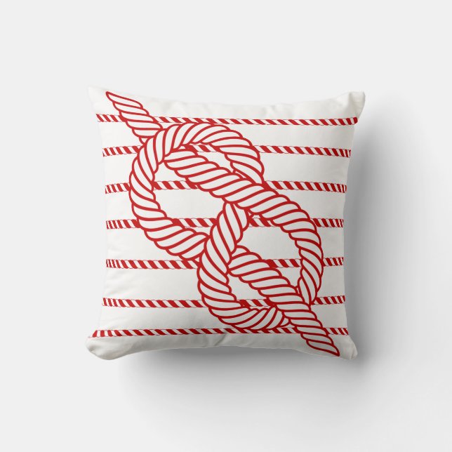 Rode Rope Nautical Pillow Kussen (Voorkant)