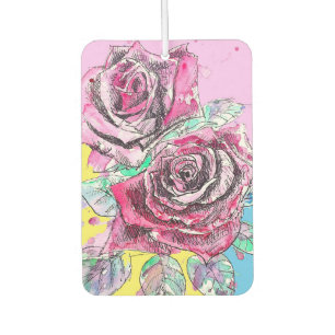 Rode Rose Bloem Aquarel Kleurrijke Kunst Luchtverfrisser