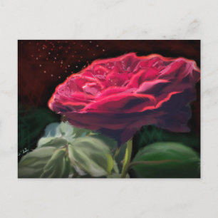 Rode Rose Bloem Groen Zwart Art Bloemen Bloemen Briefkaart