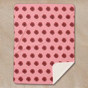 Rode Rose Bloem Naadloos Patroon op Sherpa Deken