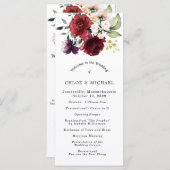 Rode Rose Bloemen DIY Bruiloft Programma (Voorkant / Achterkant)