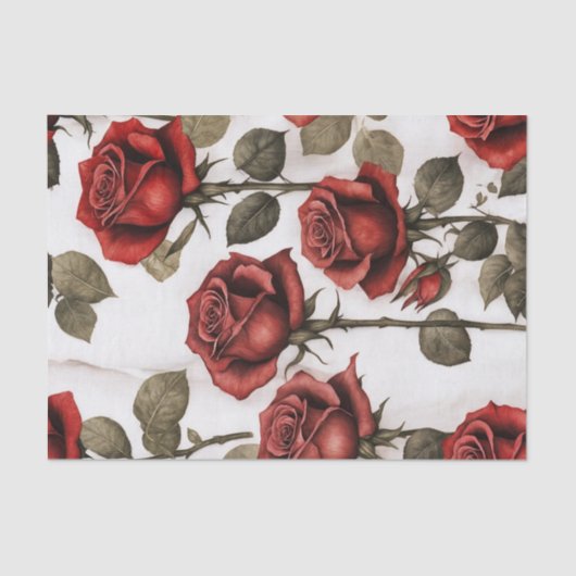 Rode Rose Marmer Bloemen Decoupage Papier (Voorkant)