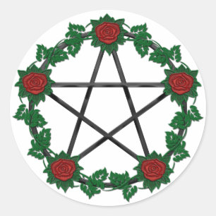 Rode Rose Pagan Zwart Pentagram Pentacle Sticker