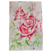 Rode Rose Rozen Aquarel Bloem Bloem Roze Medium Cadeauzakje (Achterkant)