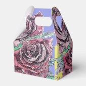 Rode Rose Waterverf Kunst Party Paarse Geel Bloem Bedankdoosjes (Achterkant)