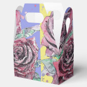 Rode Rose Waterverf Kunst Party Paarse Geel Bloem Bedankdoosjes (Geopend)
