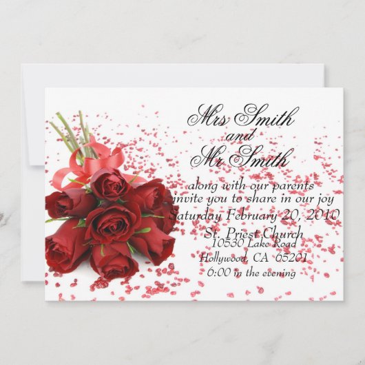 Rode Rose Wedding Uitnodiging (Voorkant)