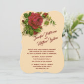 Rode Rose Wedding Uitnodiging (Staand voorkant)