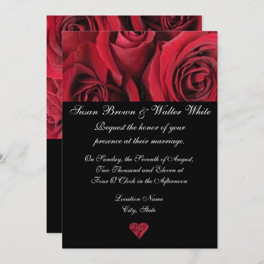 Rode Rose Wedding Uitnodiging (Voorkant / Achterkant)