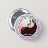 Rode Rose yin yang pin knop Ronde Button 5,7 Cm (Voorkant /achterkant)